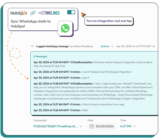HubSpot WhatsApp Integration interface