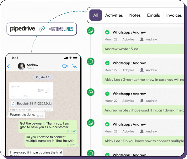 Pipedrive WhatsApp integration screenshot